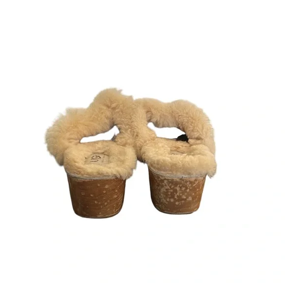 UGG Australia Women's Kalie Brown Suede Shearling Wooden Clogs Mules Shoes Sz 6 - Picture 7 of 13